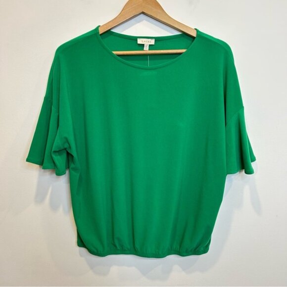 Laura Flutter Sleeve Top Parrot Green - Picture 7 of 13